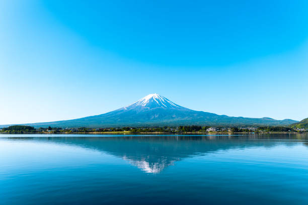 Breathtaking Mount Fuji view from the Kawaguchi Lake. Super Iconic Japanese view.
