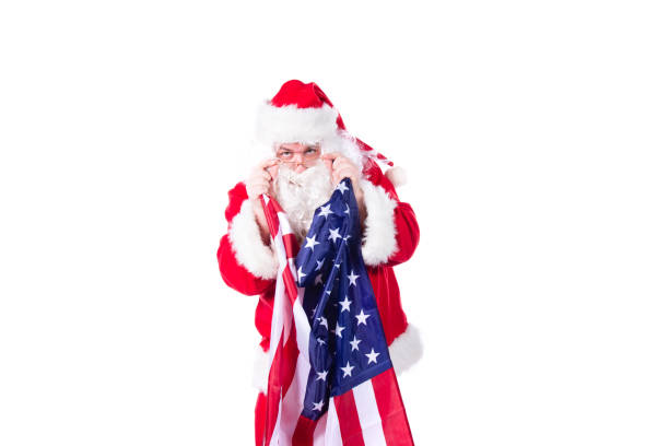 istock Christmas themed party. Funny Santa Claus posing on a white background. 2178680083