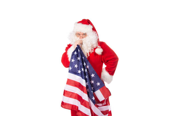 istock Christmas themed party. Funny Santa Claus posing on a white background. 2178680104