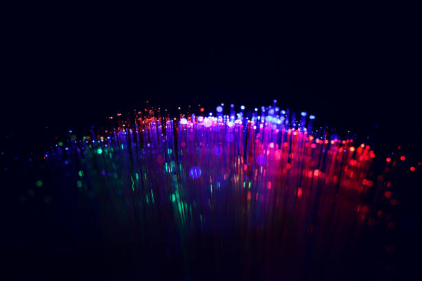 Dark neon light strikes. Concept of movement, big data and technology