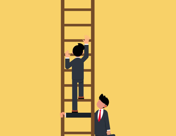 istock Achieving Goals Together, Helping Businesses to Succeed. Businessman coworker support his colleague reaching to climb ladder of success. 2178681462