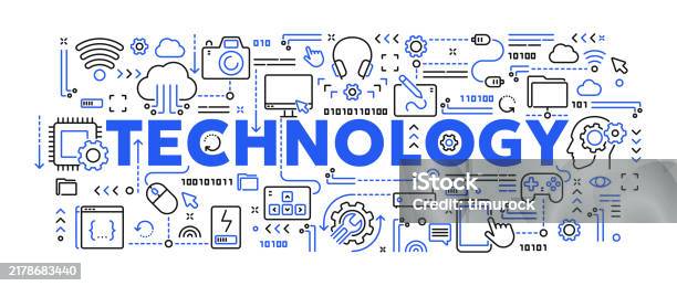 Computer Technology Images With Names Vector Linear Illustration Of Computer Technology Stock Illustration ...
