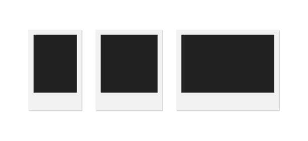 Photo frame realistic three empty mockup with different size Photo frame realistic three empty mockup with different size instant print transfer stock illustrations