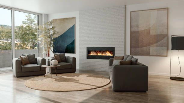 istock Large luxury modern bright interiors Living room mockup illustration 3D rendering image 2178685065
