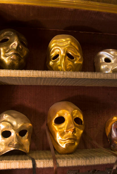 Italy, Venice, carnival masks display.