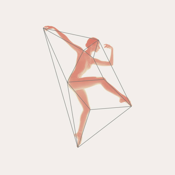 istock Tender and elegant female ballet dancer performing within abstract geometric elements on white background. Contemporary art collage. 2178687735