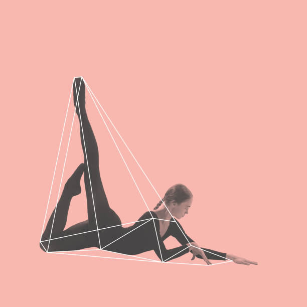 istock Ballerina gracefully stretching within geometric form, embodying elegance of classical ballet. Pastel pink background. Contemporary art collage. 2178687737