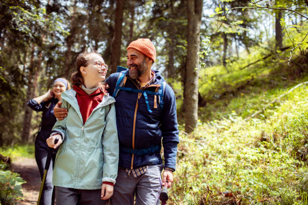 istock Young family hiking in a forest 2178691006