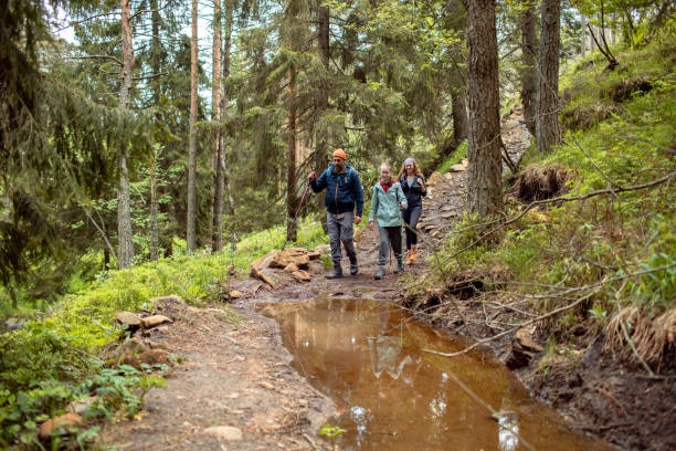 istock Young family hiking in a forest 2178691090