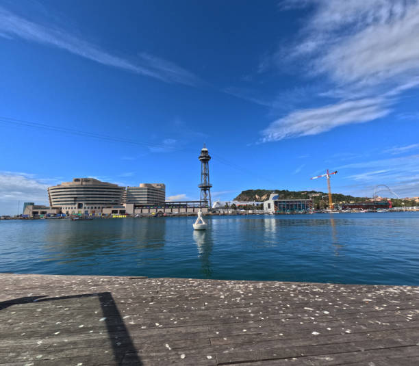 Rambla Maritim and Mideterranean sea, central street of Barcelona, Spain