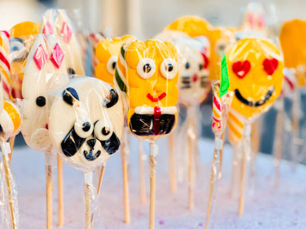 The image showcases an eye-catching display of candy designed to resemble animals.