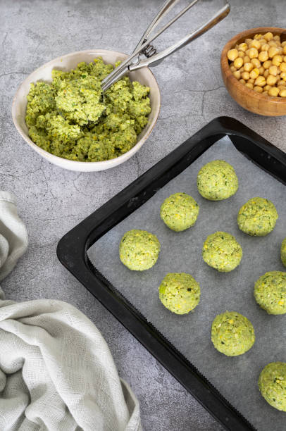 Prepared Falafel Balls Resting on Kitchen Counter