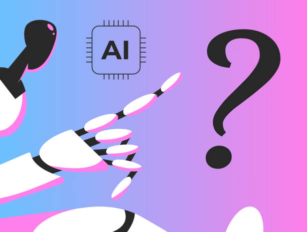 istock Confused AI Robot in doubt, uncertainty. Choice, dilemma, decision making concept. 2178710435