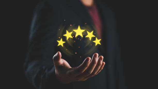 istock Customer Experience Concept, Best Excellent Services Rating for Satisfaction present by Hand of Client Showing excellent rating Five Star. 2178715159