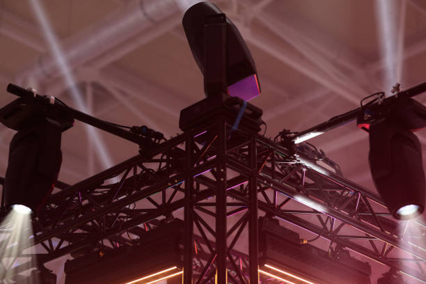 istock LED moving heads hanging on a box truss structure 2178715162
