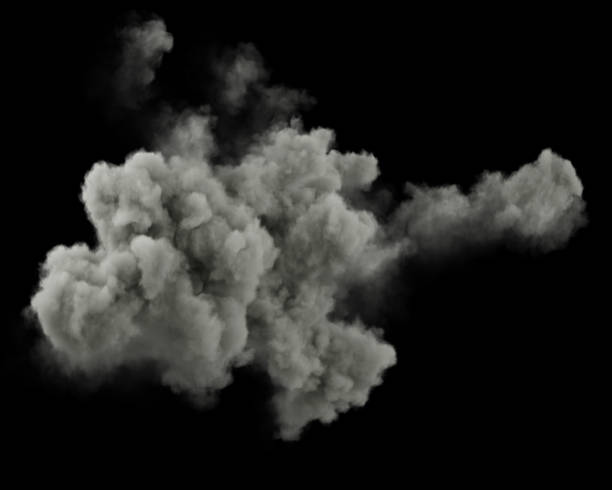 istock Black overcast cloud smoke free shapes on black backgrounds 3d render 2178717511