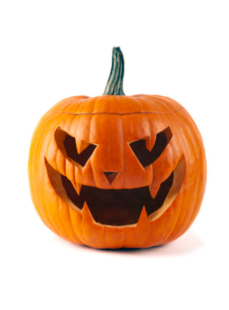 Freshly Carved Jack-o-Lantern Pumpkin Isolated on White