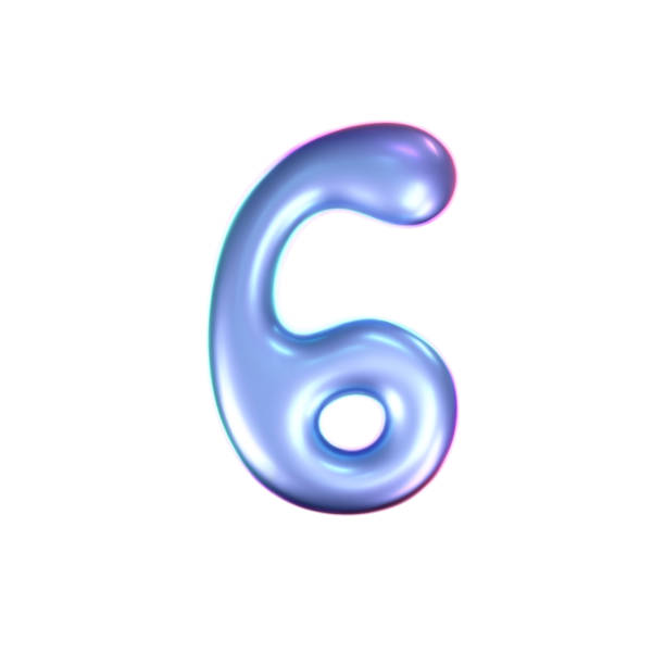 istock 3d holographic liquid number 6 in y2k style isolated on a white background. Render of 3d neon inflated iridescent numbers with rainbow effect. 3d vector y2k hologram 2178722148