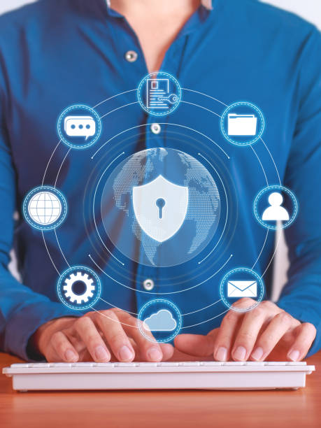 istock Vertical photo about the cybersecurity, protection of the user's private data, files and documents. 2178726314
