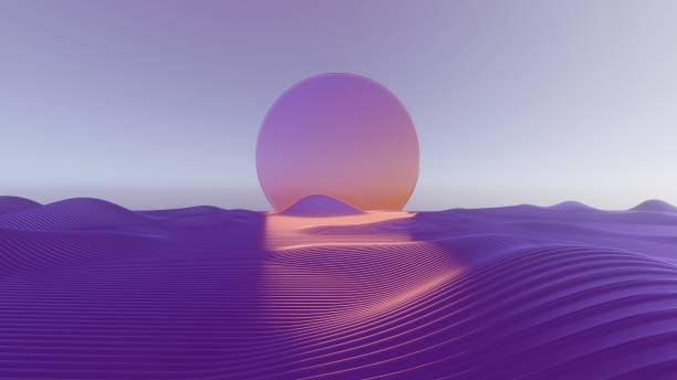 istock 3D minimalist design featuring a retro wave and a glass sun, merging modern aesthetics with nostalgic elements. 2178726688