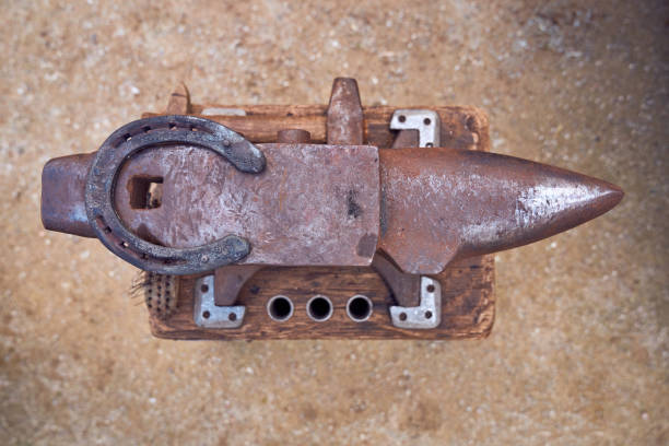 Blacksmith and Anvil. Hammer blow. Anvil on farm. Blacksmith's Job.