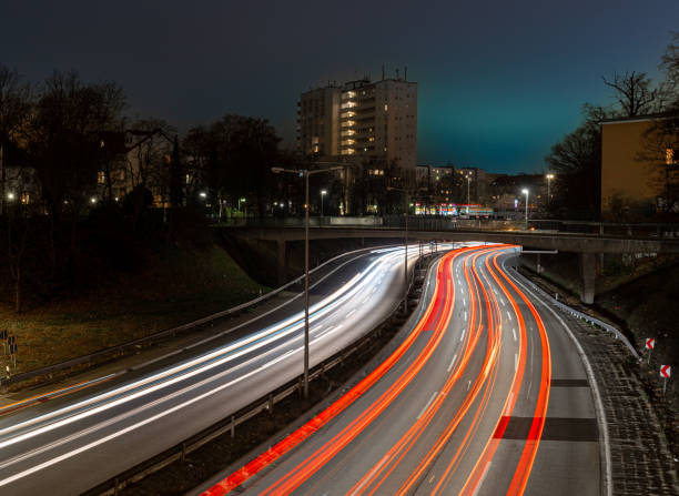 istock Light trails on Berlin city highway at night 2178741005