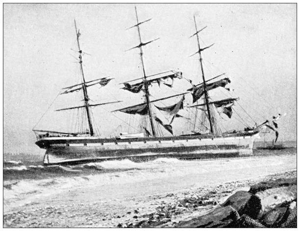 istock Antique image: Marine disasters on Pacific Shores, 