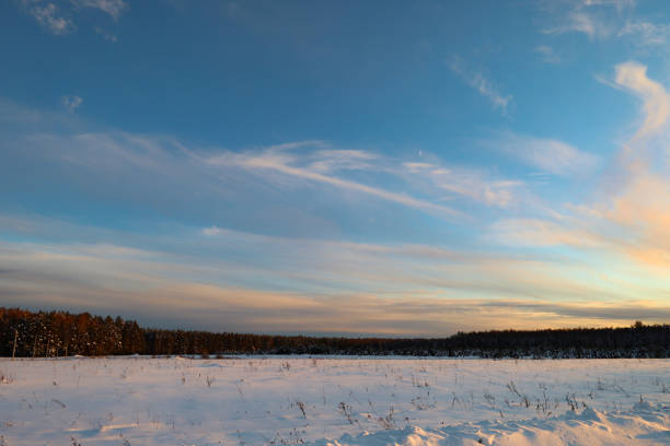 Sunset on a winter day outside the city
