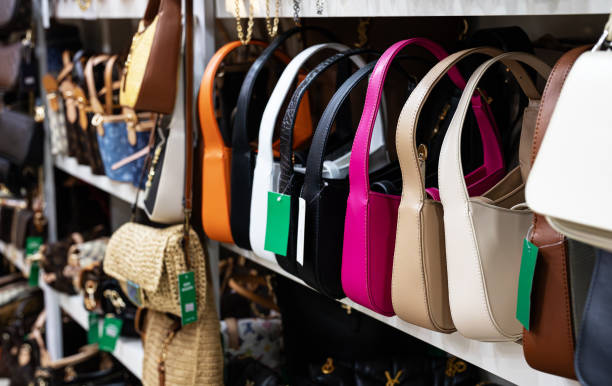 istock Leather handbags collection in the store. 2178752079