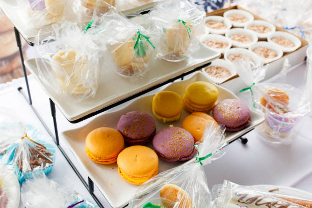 istock Colorful Display Of Macarons And Desserts Wrapped Neatly 2178753474