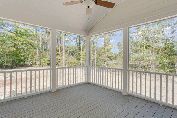 istock Screened Porch With Ceiling Fan And Natural View 2178753527