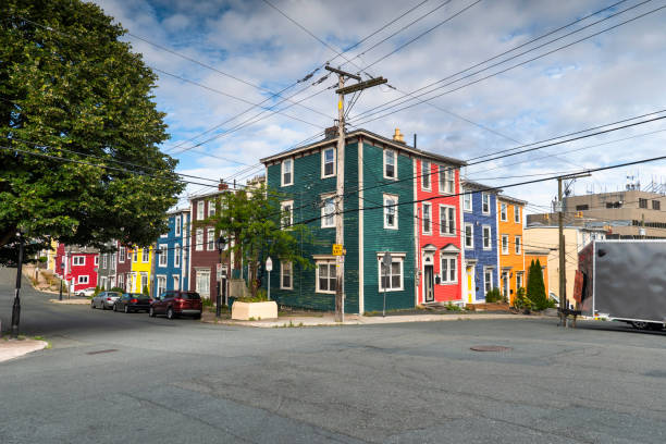 St. John's Newfoundland Canada colourful painted downtown city homes