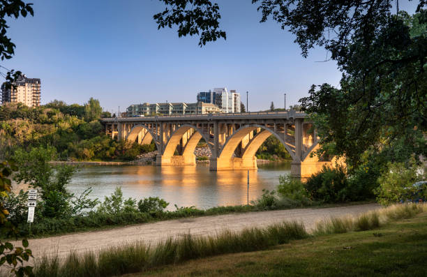 Saskatoon downtown city Broadway Bridge over the Saskatchewan River
