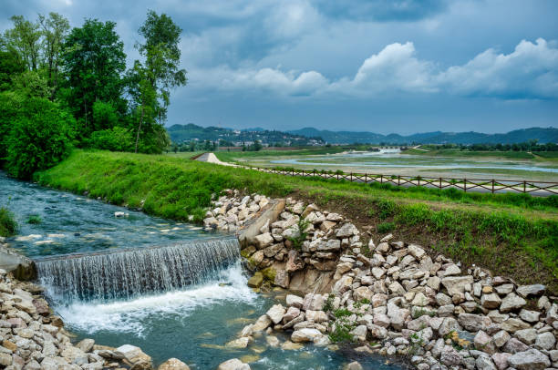 River engineering works for flood protection and hydraulic and reclamation projects on the Agno Guà river in the municipalities of Trissino and Arzignano in the province of Vicenza, Italy.