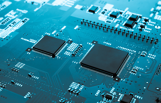 Electronics Track Layout Printed Circuit Layout Of Tracks Pcb Processor Chip And Electronic ...
