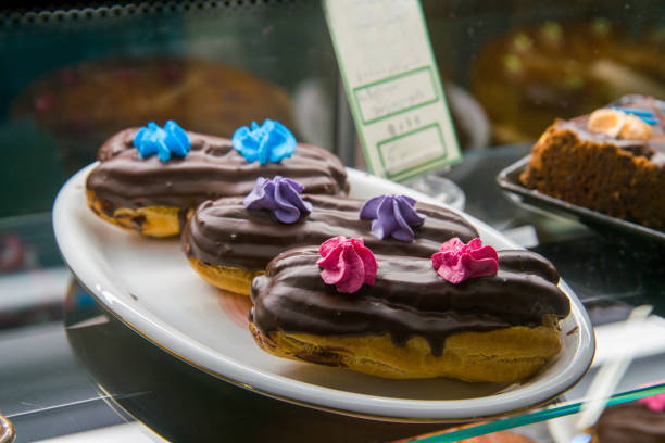 custard tarts at counter in cafe