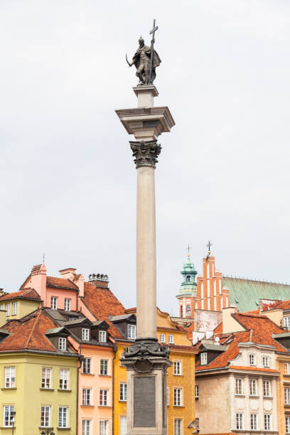 Old town and Sigismund's Column alled Kolumna Zygmunta, Warsaw, Poland
