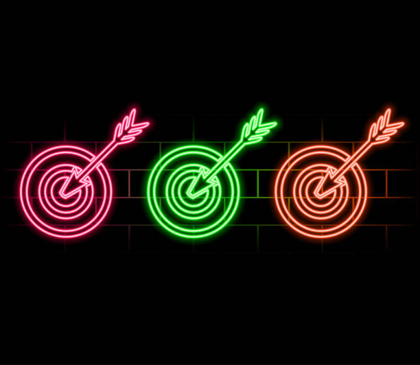 istock A set of neon bright targets in different colors on a dark background..2 2178771618
