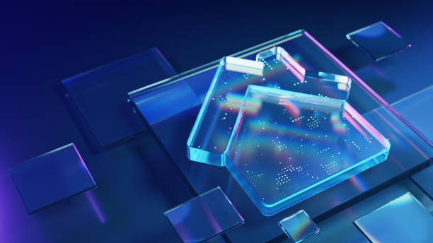 istock Futuristic Glass House Icon on Blue Digital Background 2178773589
