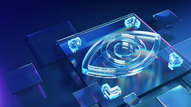 istock Futuristic Glass Eye Scan 3d symbol on Digital Abstract Background 2178773668
