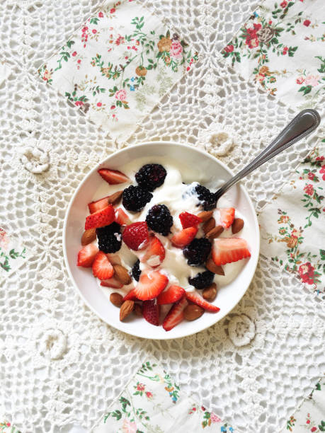 istock Greek Yogurt Bowl with Almonds, Blackberries, and Strawberries 2178778870