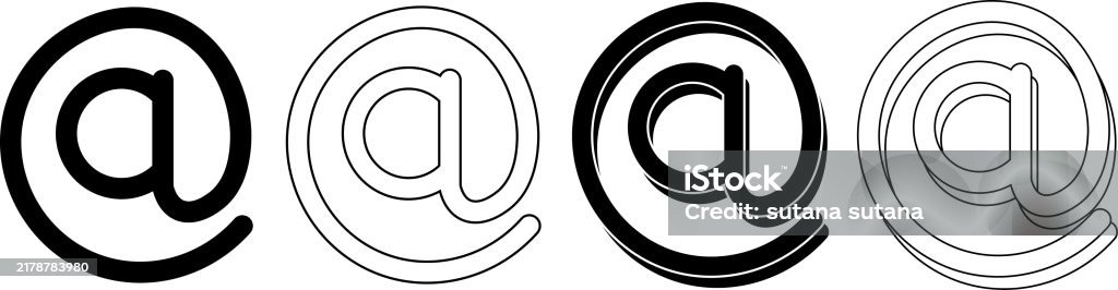 Symbil At At Symbol Set Stock Illustration - Download Image Now - Communication ...