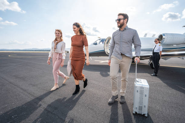 istock Caucasian Family Disembarking from Private Jet 2178788485