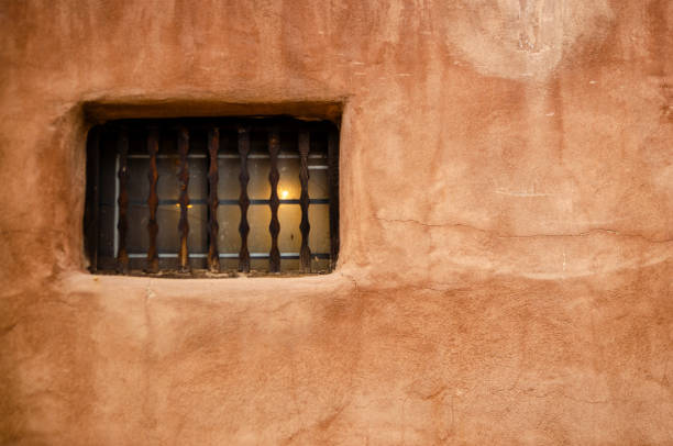 A window in an old adobe house in Santa fe, New Mexico
