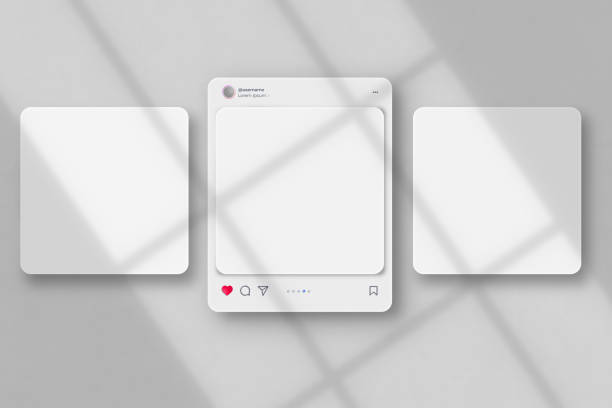 Social media post interface mockup. Social media mobile app page template design for user carousel post feed. Minimal design interface mobile app template of popular social network