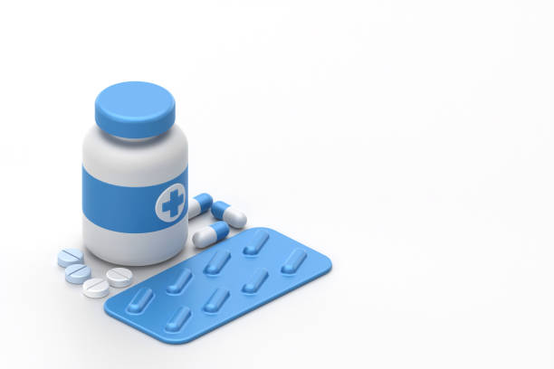 istock Pill bottle and tablet isolated on white background, isometric view, 3d rendering 2178792536