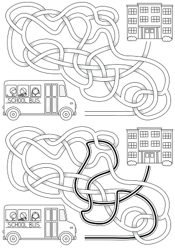 Laberinto Bus Ilustración de Laberinto De Autobuses Escolares y más Vectores Libres ...