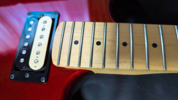 istock Red bright electric guitar body and neck. 2178801511