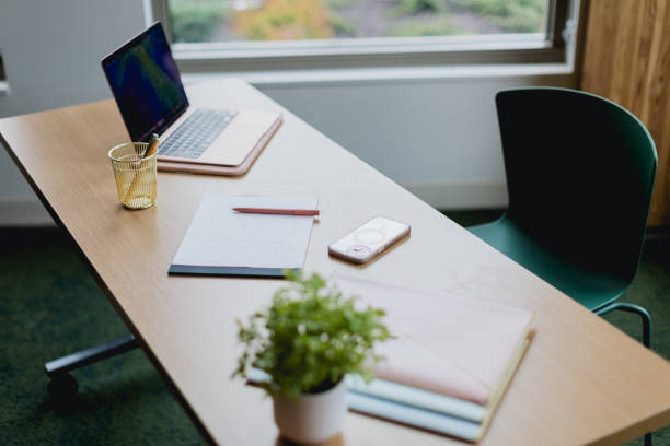 istock Office Work Place Desk Scene no people 2178806647