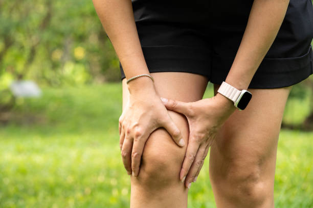 istock Knee pain man He puts his hands on his knees, pain points from osteoarthritis and bone diseases, medical concepts and treatments. 2178808149